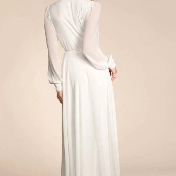 NWT LULUS My Whole Heart Long Sleeve Glam Maxi Wrap Dress in White Size Small - Picture 4 of 9